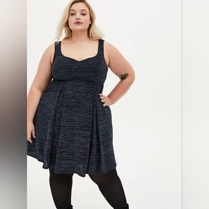 NWT Torrid Grey Multi-Shimmer Pleated Skater Dress- Size 2